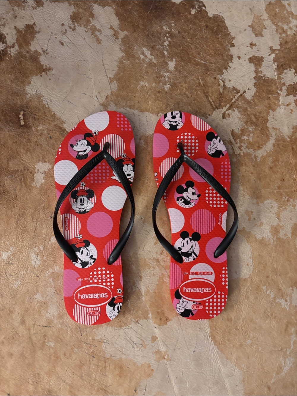 Havaianas Red and Pink Mickey Mouse Flip Flops